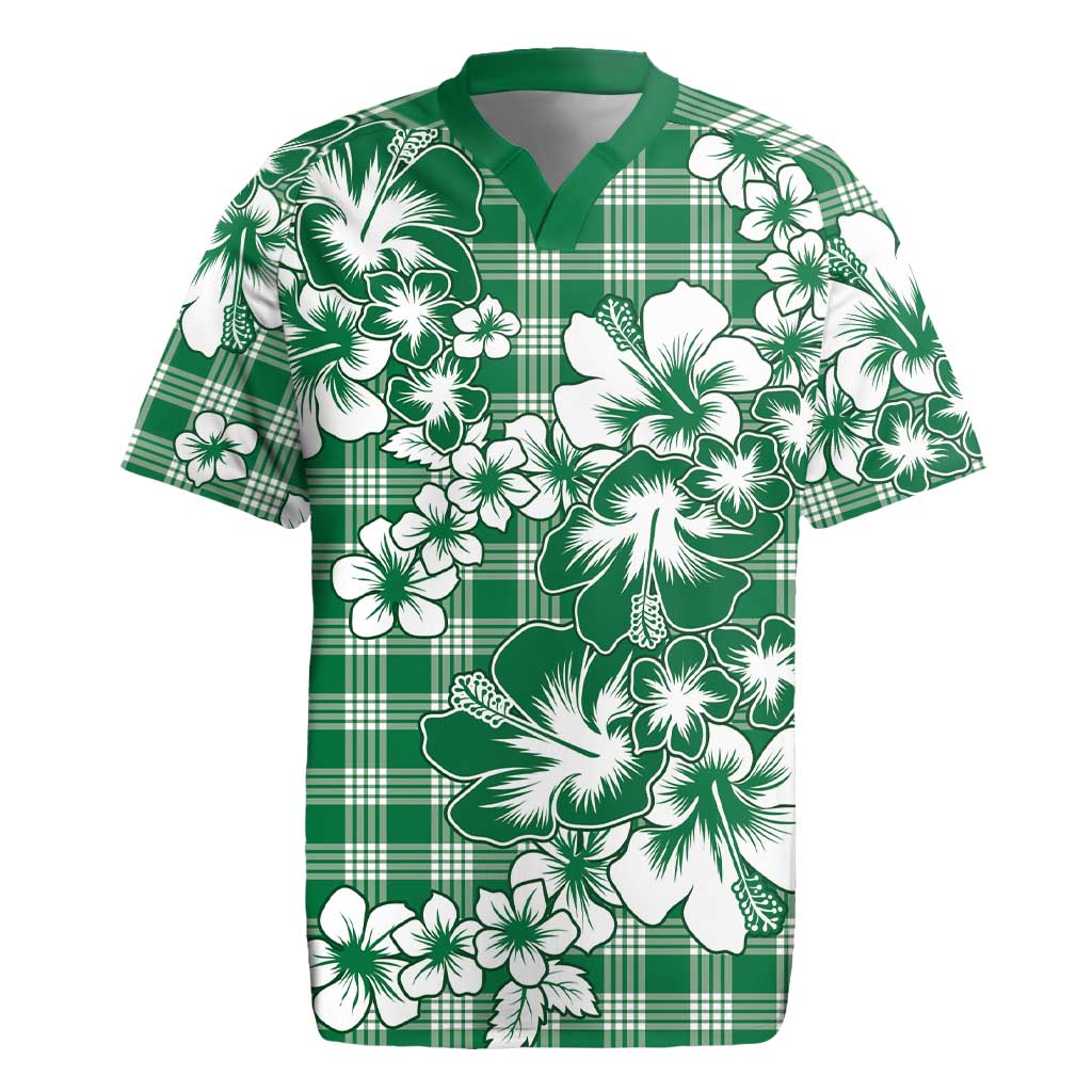 Hibiscus Pakala Emerald Green Rugby Jersey Tropical Floral Stylized - Polynesian Pride