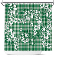 Hibiscus Pakala Emerald Green Shower Curtain Tropical Floral Stylized - Polynesian Pride