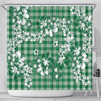 Hibiscus Pakala Emerald Green Shower Curtain Tropical Floral Stylized - Polynesian Pride