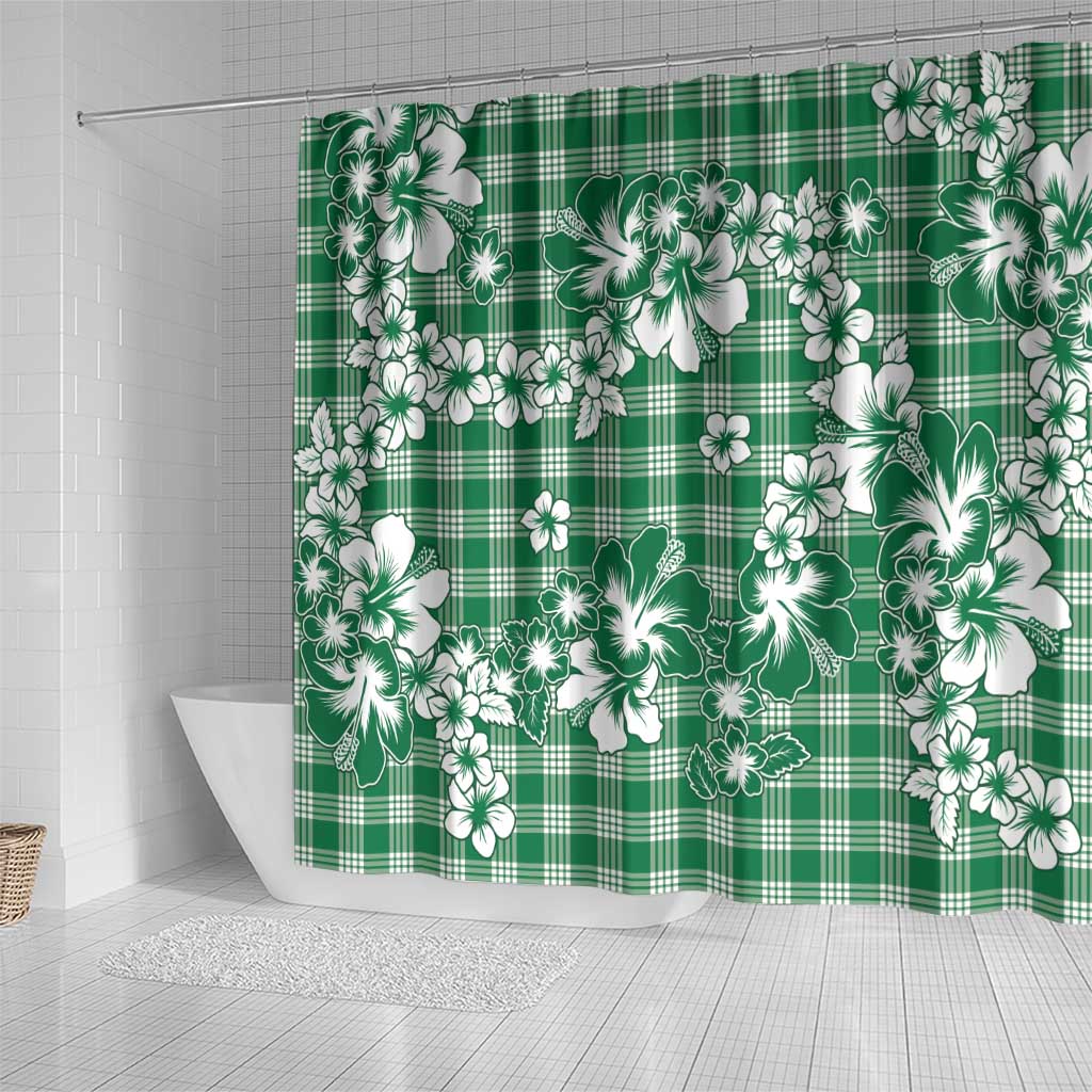 Hibiscus Pakala Emerald Green Shower Curtain Tropical Floral Stylized - Polynesian Pride