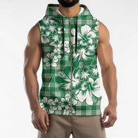 Hibiscus Pakala Emerald Green Sleeveless Zip Hoodie Tropical Floral Stylized - Polynesian Pride