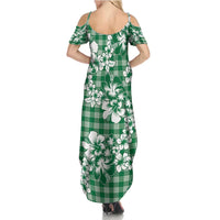 Hibiscus Pakala Emerald Green Summer Maxi Dress Tropical Floral Stylized - Polynesian Pride