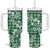 Hibiscus Pakala Emerald Green Tumbler With Handle Tropical Floral Stylized - Polynesian Pride