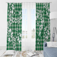 Hibiscus Pakala Emerald Green Window Curtain Tropical Floral Stylized - Polynesian Pride