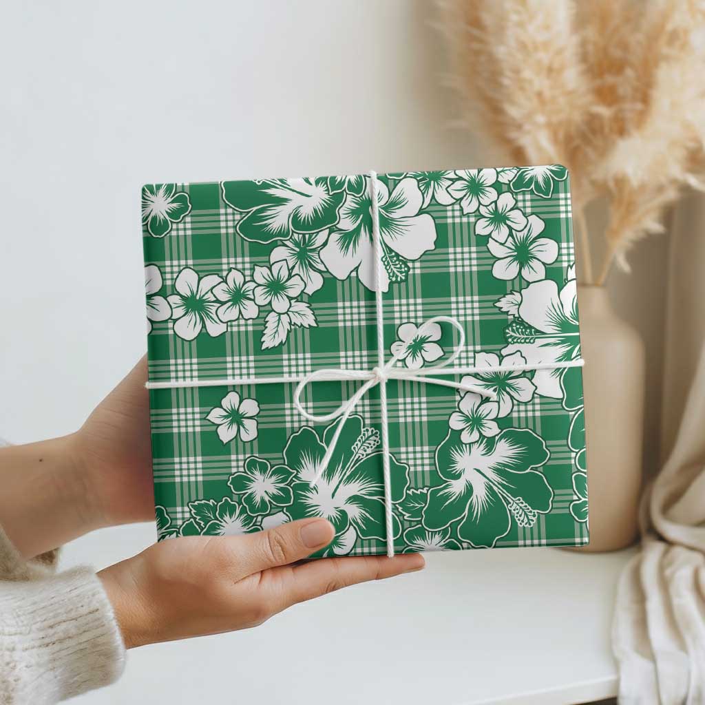 Hibiscus Pakala Emerald Green Wrapping Paper Tropical Floral Stylized - Polynesian Pride