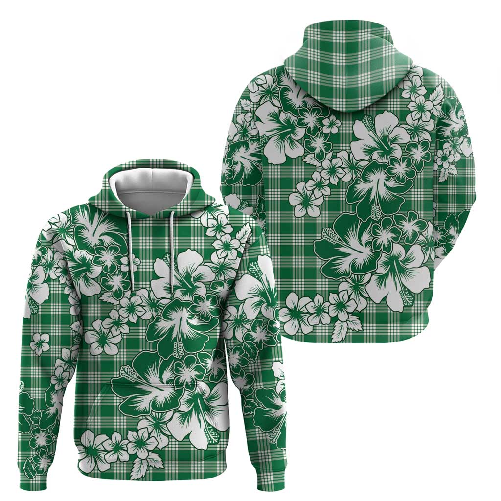 Hibiscus Pakala Emerald Green Zip Hoodie Tropical Floral Stylized - Polynesian Pride