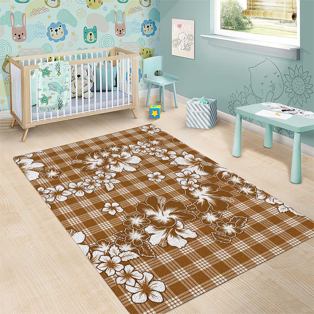 Hibiscus Pakala Bronze Brown Area Rug Tropical Floral Stylized - Polynesian Pride