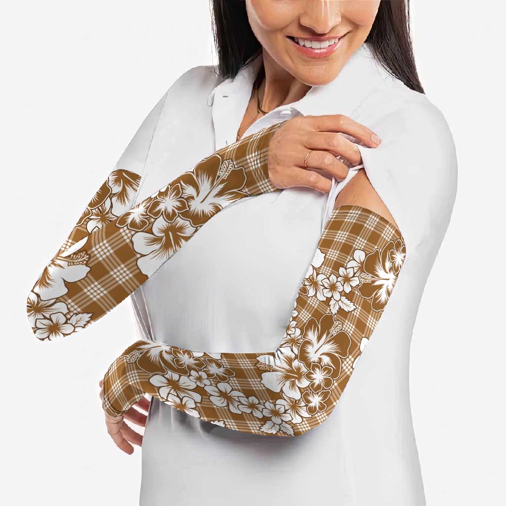 Hibiscus Pakala Bronze Brown Arm Sleeves Tropical Floral Stylized - Polynesian Pride