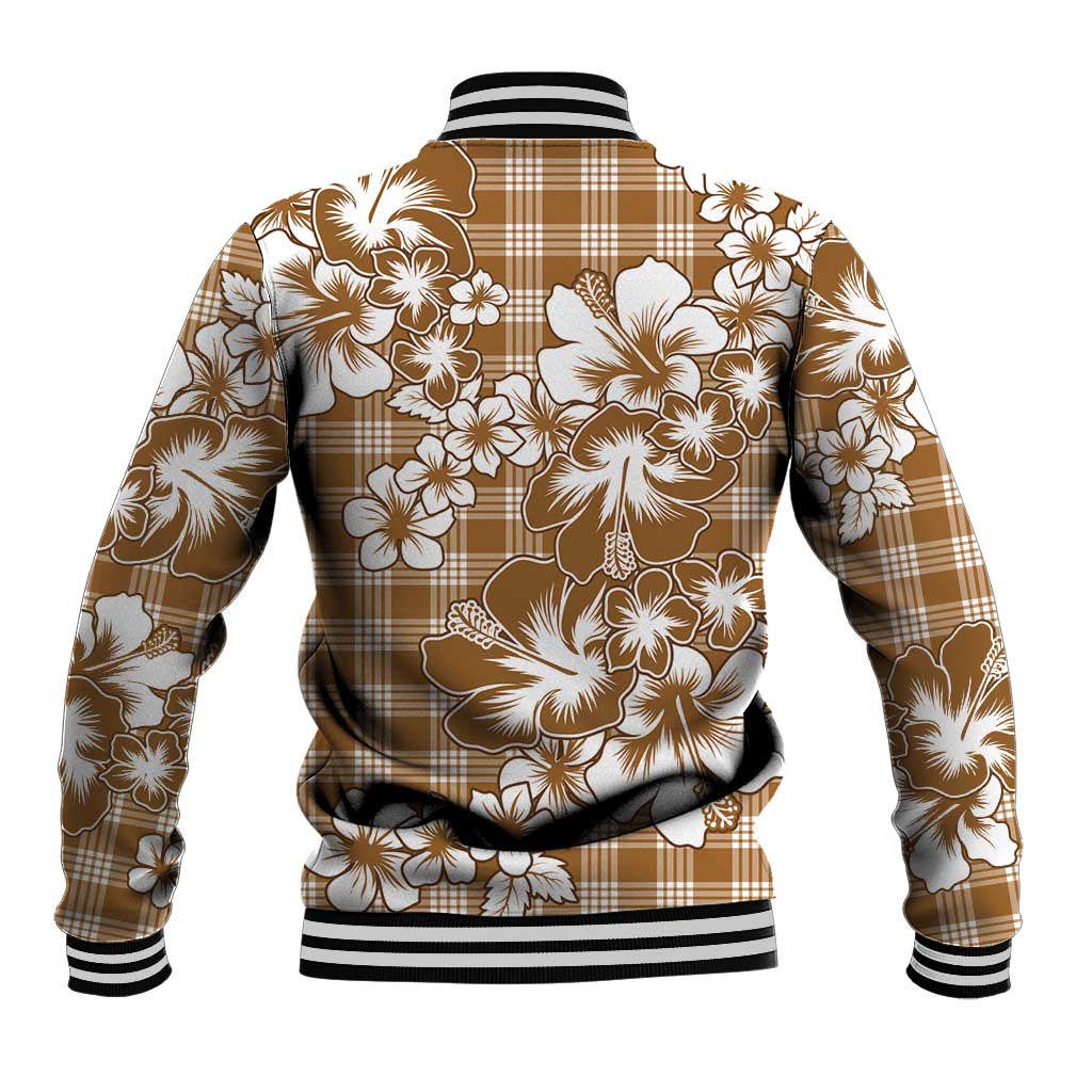 Hibiscus Pakala Bronze Brown Baseball Jacket Tropical Floral Stylized LT01 - Polynesian Pride