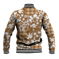 Hibiscus Pakala Bronze Brown Baseball Jacket Tropical Floral Stylized LT01 - Polynesian Pride