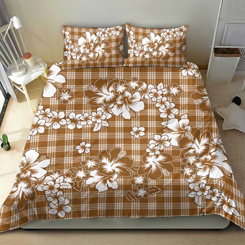 Hibiscus Pakala Bronze Brown Bedding Set Tropical Floral Stylized - Polynesian Pride