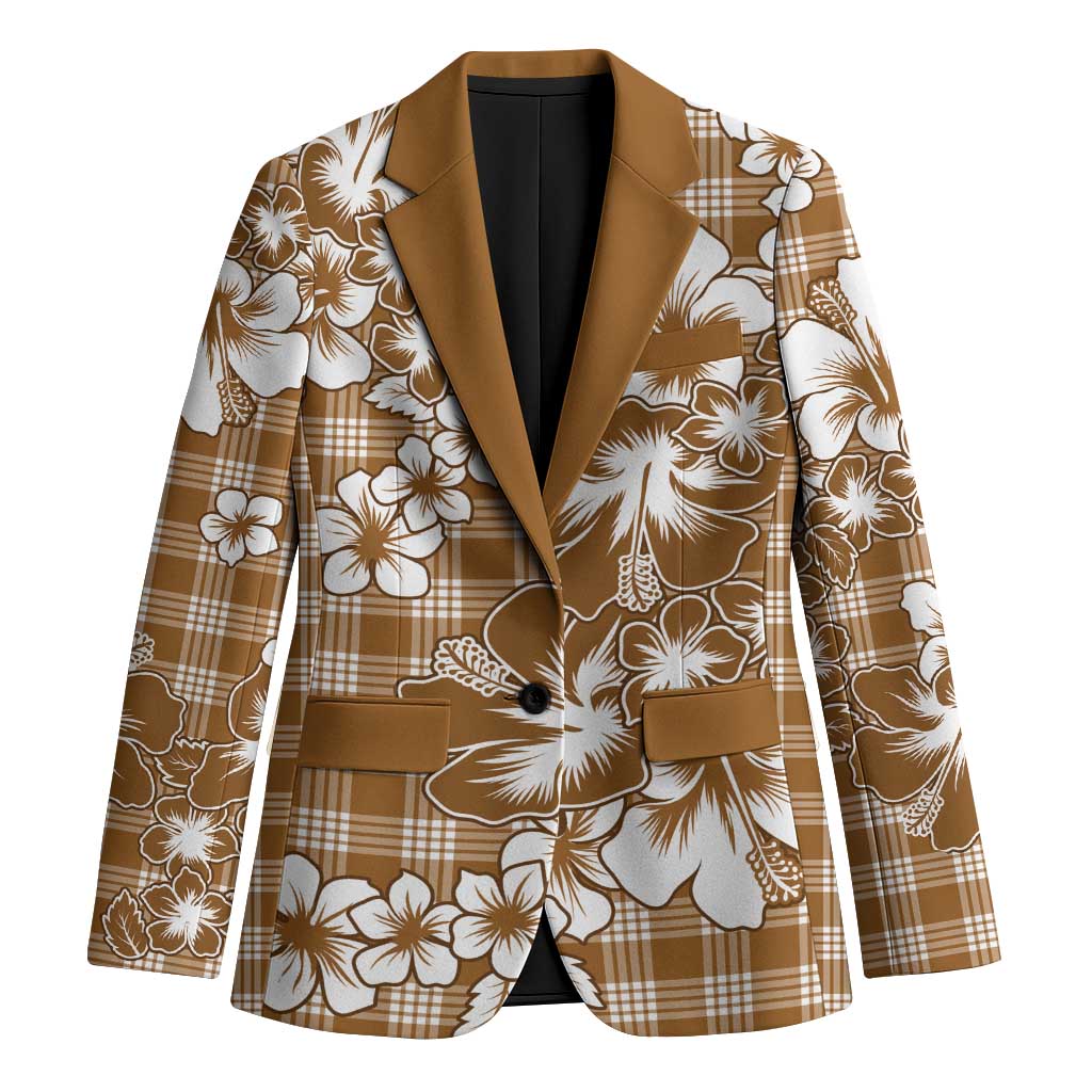 Hibiscus Pakala Bronze Brown Blazer Tropical Floral Stylized - Polynesian Pride