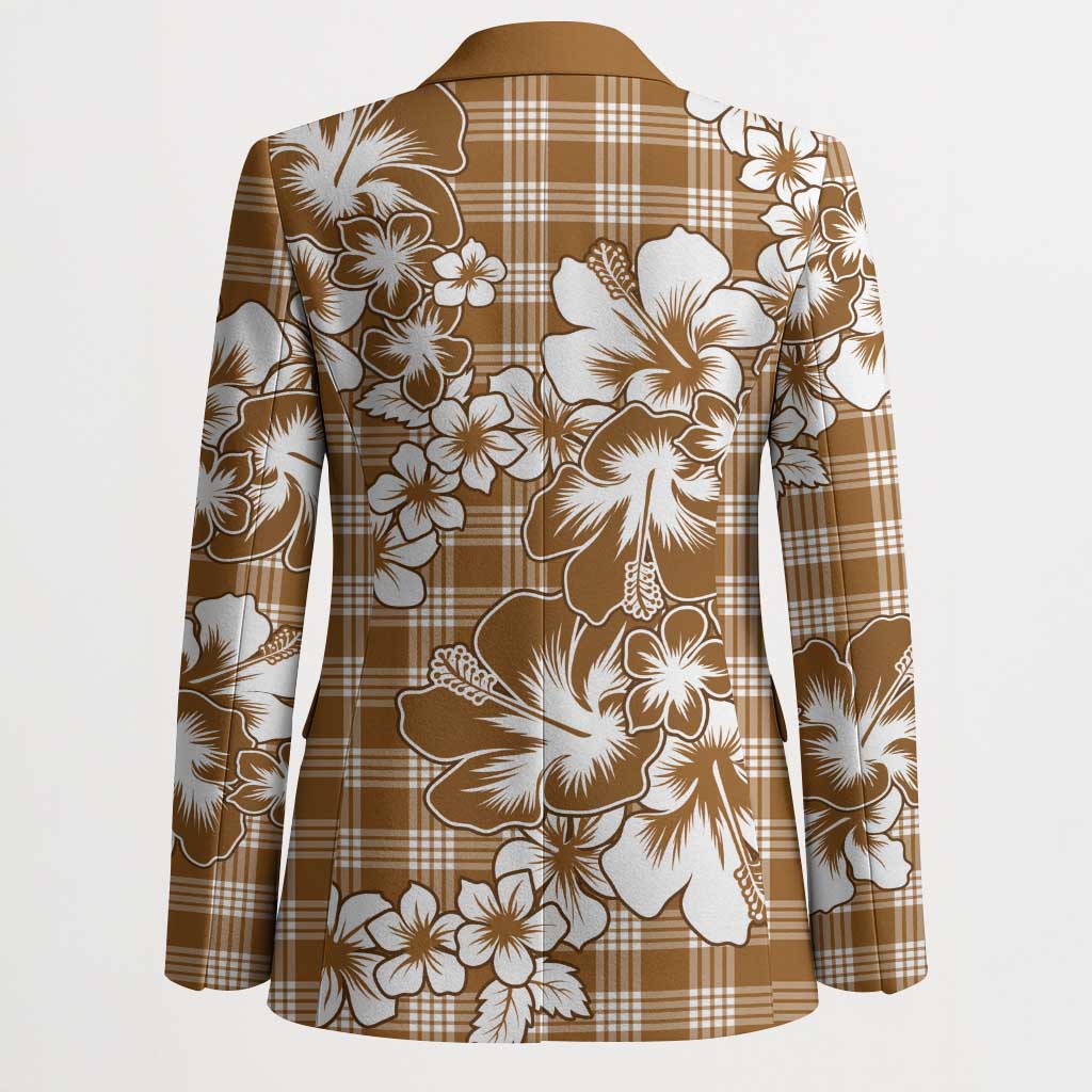 Hibiscus Pakala Bronze Brown Blazer Tropical Floral Stylized - Polynesian Pride