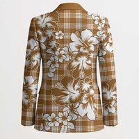 Hibiscus Pakala Bronze Brown Blazer Tropical Floral Stylized - Polynesian Pride