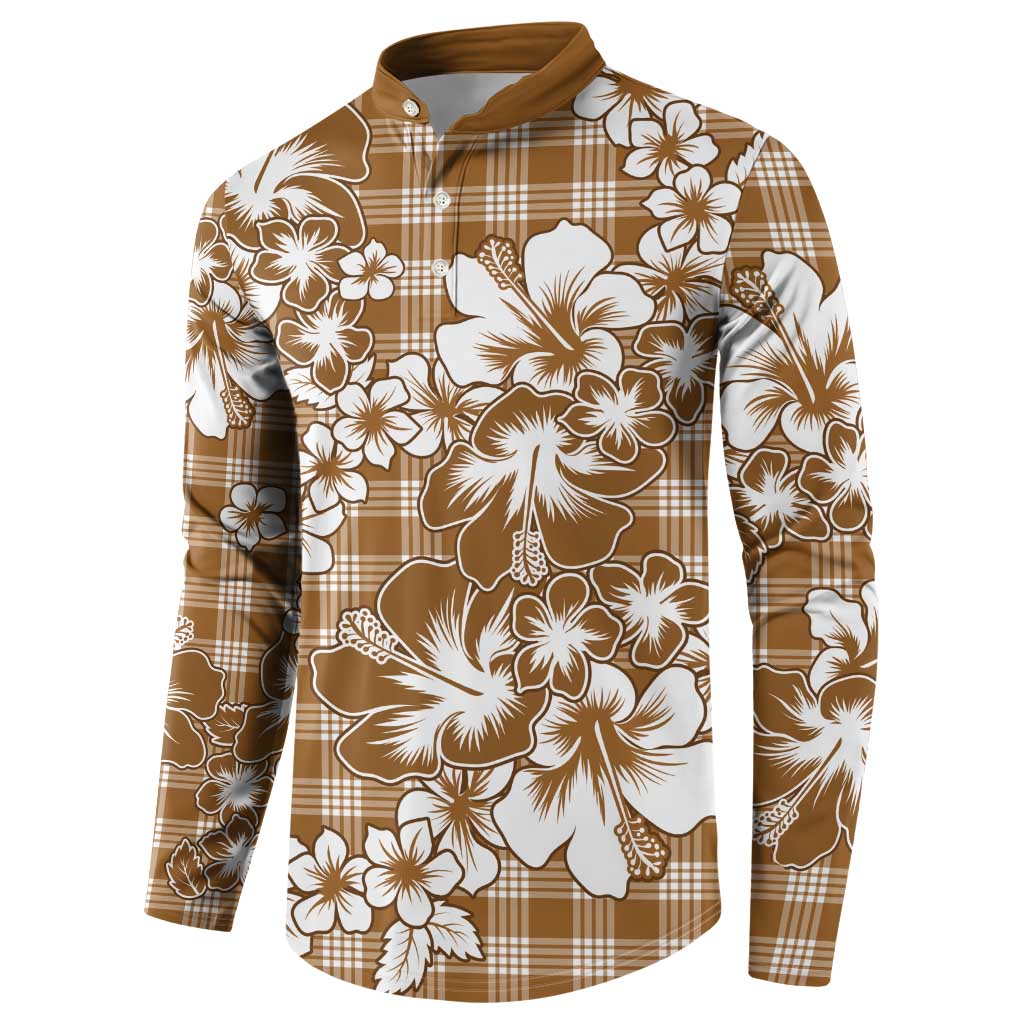 Hibiscus Pakala Bronze Brown Button Sweatshirt Tropical Floral Stylized LT01 - Polynesian Pride