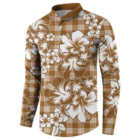 Hibiscus Pakala Bronze Brown Button Sweatshirt Tropical Floral Stylized LT01 - Polynesian Pride