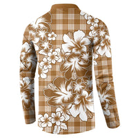 Hibiscus Pakala Bronze Brown Button Sweatshirt Tropical Floral Stylized LT01 - Polynesian Pride
