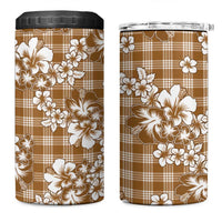 Hibiscus Pakala Bronze Brown 4 in 1 Can Cooler Tumbler Tropical Floral Stylized - Polynesian Pride