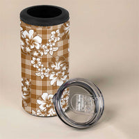 Hibiscus Pakala Bronze Brown 4 in 1 Can Cooler Tumbler Tropical Floral Stylized - Polynesian Pride