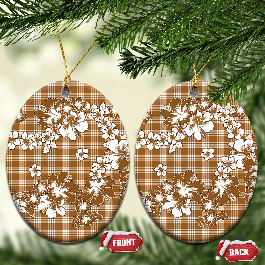 Hibiscus Pakala Bronze Brown Ceramic Ornament Tropical Floral Stylized - Polynesian Pride