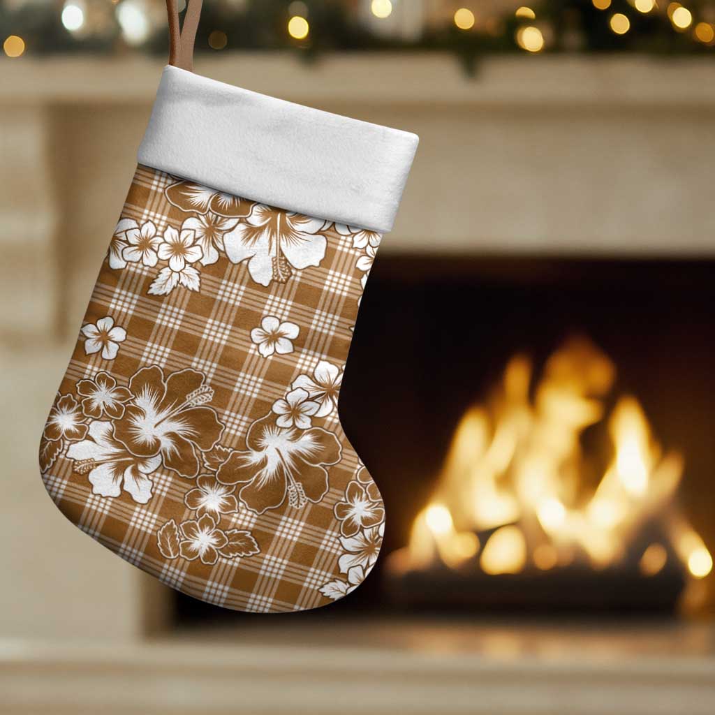 Hibiscus Pakala Bronze Brown Christmas Stocking Tropical Floral Stylized - Polynesian Pride