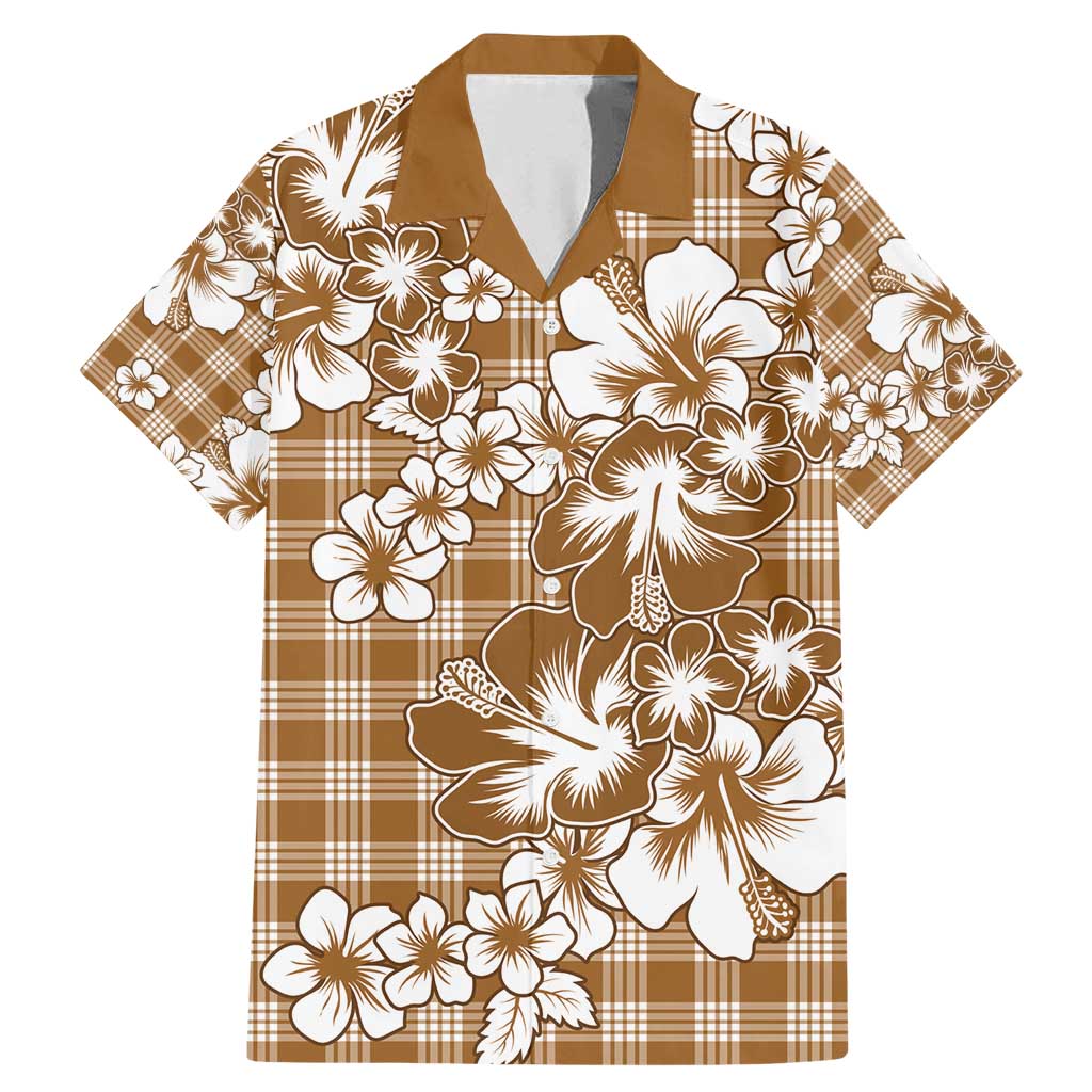 Hibiscus Pakala Bronze Brown Family Matching Mermaid Dress and Hawaiian Shirt Tropical Floral Stylized - Polynesian Pride