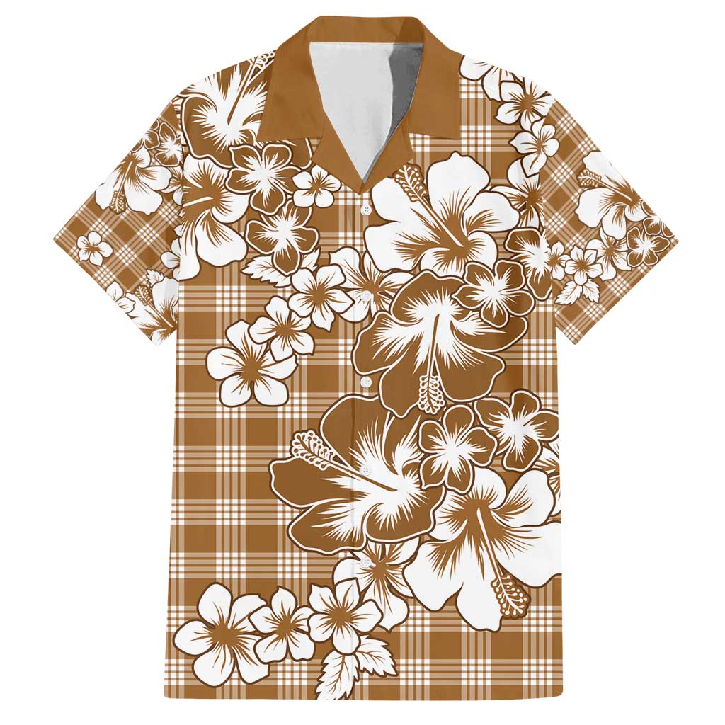 Hibiscus Pakala Bronze Brown Family Matching Puletasi and Hawaiian Shirt Tropical Floral Stylized - Polynesian Pride