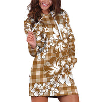 Hibiscus Pakala Bronze Brown Hoodie Dress Tropical Floral Stylized - Polynesian Pride