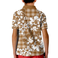 Hibiscus Pakala Bronze Brown Kid Polo Shirt Tropical Floral Stylized - Polynesian Pride