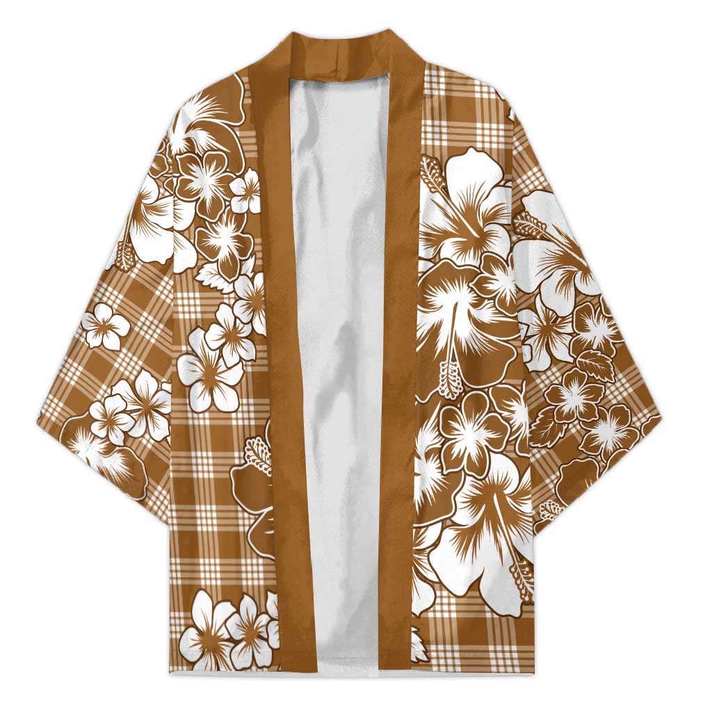 Hibiscus Pakala Bronze Brown Kimono Tropical Floral Stylized - Polynesian Pride