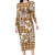 Hibiscus Pakala Bronze Brown Long Sleeve Bodycon Dress Tropical Floral Stylized - Polynesian Pride