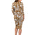 Hibiscus Pakala Bronze Brown Long Sleeve Bodycon Dress Tropical Floral Stylized - Polynesian Pride