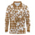 Hibiscus Pakala Bronze Brown Long Sleeve Polo Shirt Tropical Floral Stylized - Polynesian Pride