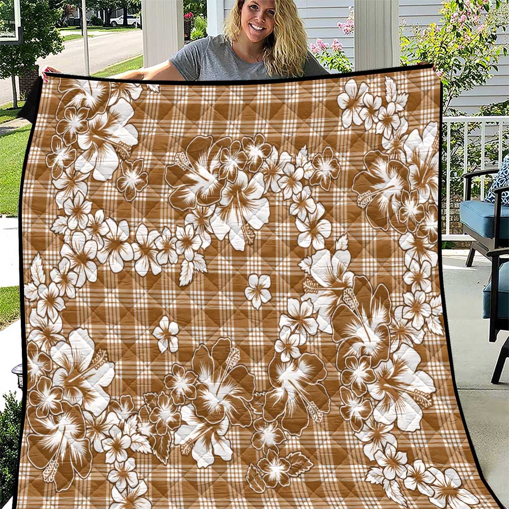 Hibiscus Pakala Bronze Brown Quilt Tropical Floral Stylized LT01 Brown - Polynesian Pride