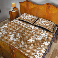 Hibiscus Pakala Bronze Brown Quilt Bed Set Tropical Floral Stylized - Polynesian Pride