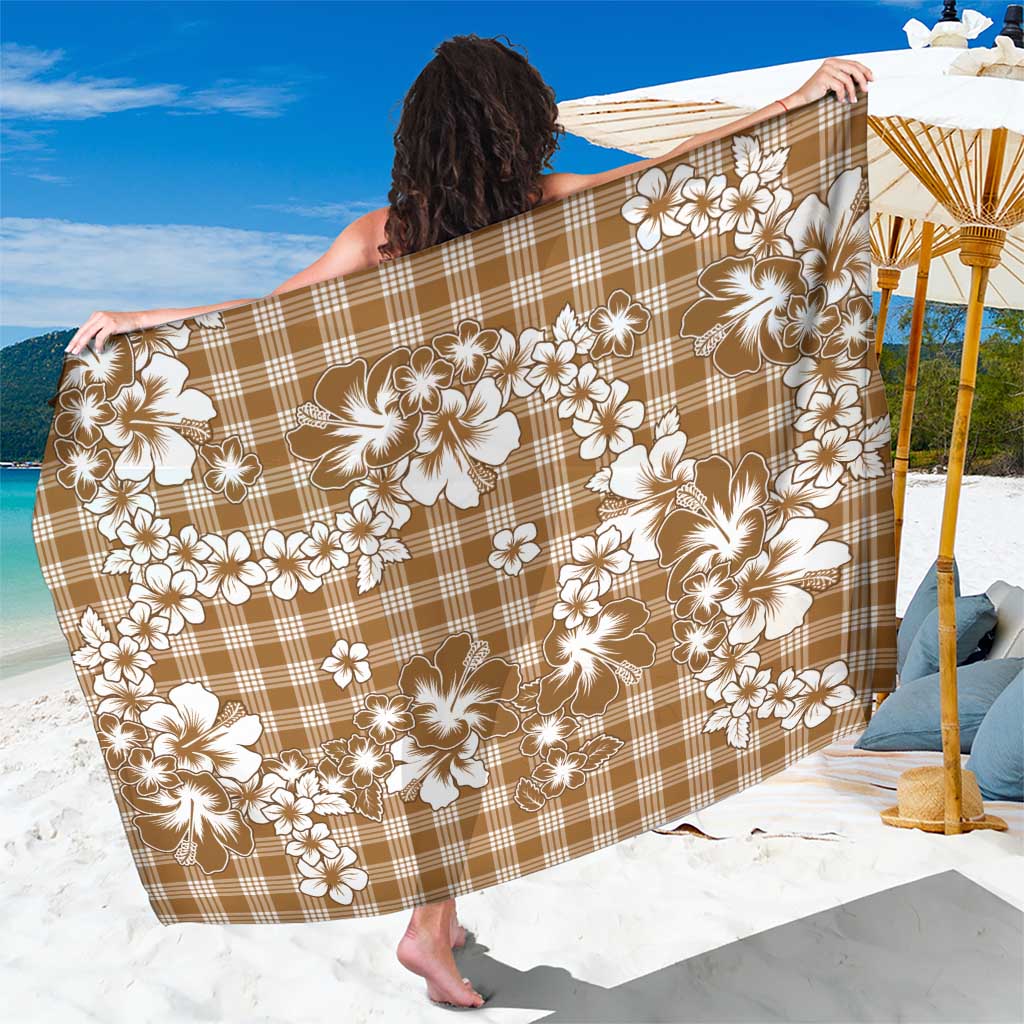 Hibiscus Pakala Bronze Brown Sarong Tropical Floral Stylized - Polynesian Pride
