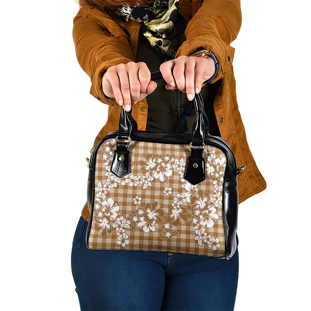 Hibiscus Pakala Bronze Brown Shoulder Handbag Tropical Floral Stylized - Polynesian Pride