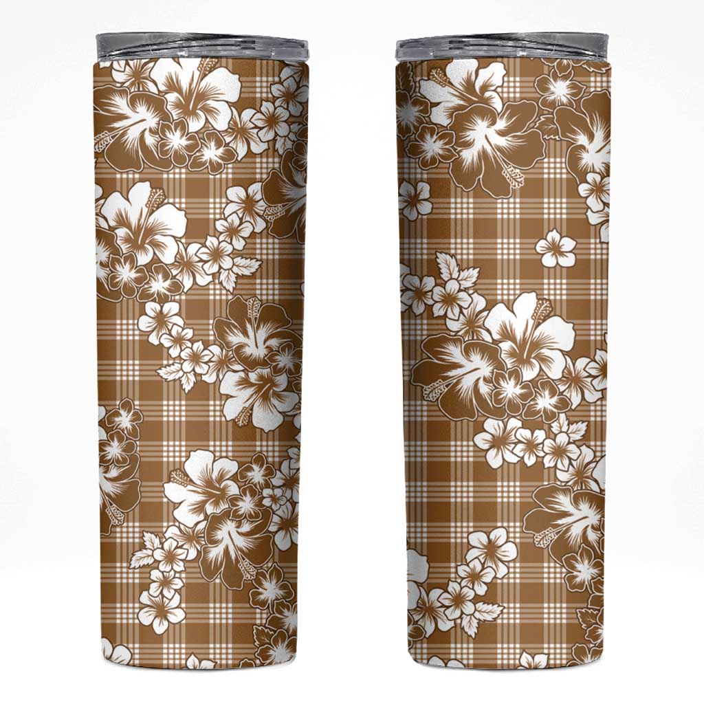 Hibiscus Pakala Bronze Brown Skinny Tumbler Tropical Floral Stylized - Polynesian Pride