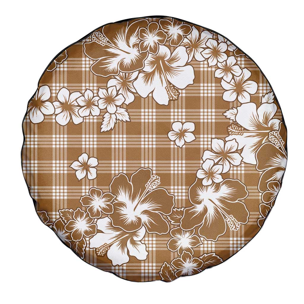 Hibiscus Pakala Bronze Brown Spare Tire Cover Tropical Floral Stylized - Polynesian Pride