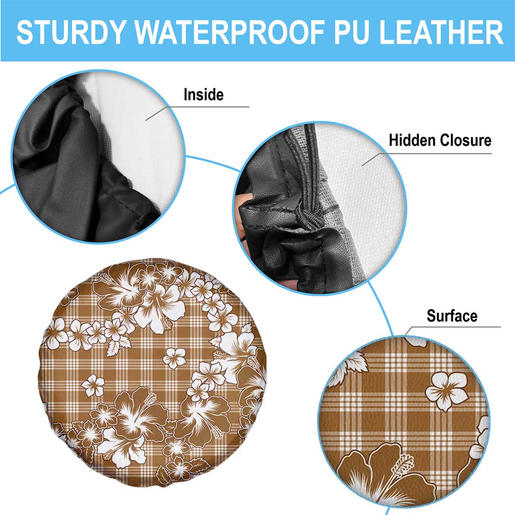 Hibiscus Pakala Bronze Brown Spare Tire Cover Tropical Floral Stylized - Polynesian Pride