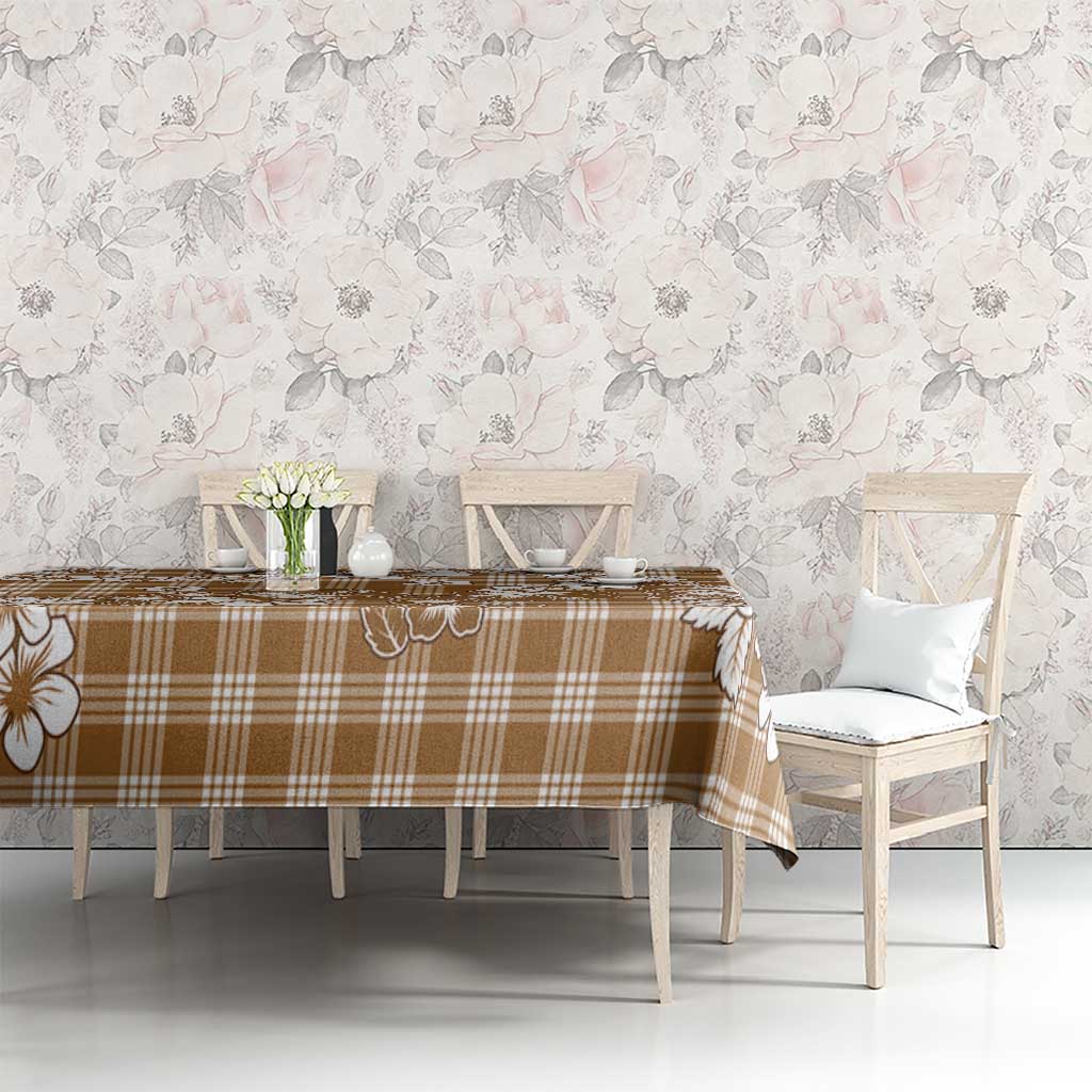 Hibiscus Pakala Bronze Brown Tablecloth Tropical Floral Stylized - Polynesian Pride