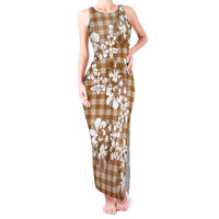Hibiscus Pakala Bronze Brown Tank Maxi Dress Tropical Floral Stylized - Polynesian Pride