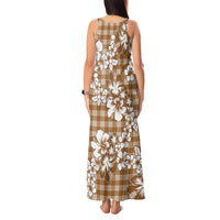 Hibiscus Pakala Bronze Brown Tank Maxi Dress Tropical Floral Stylized - Polynesian Pride