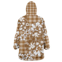 Hibiscus Pakala Bronze Brown Wearable Blanket Hoodie Tropical Floral Stylized - Polynesian Pride