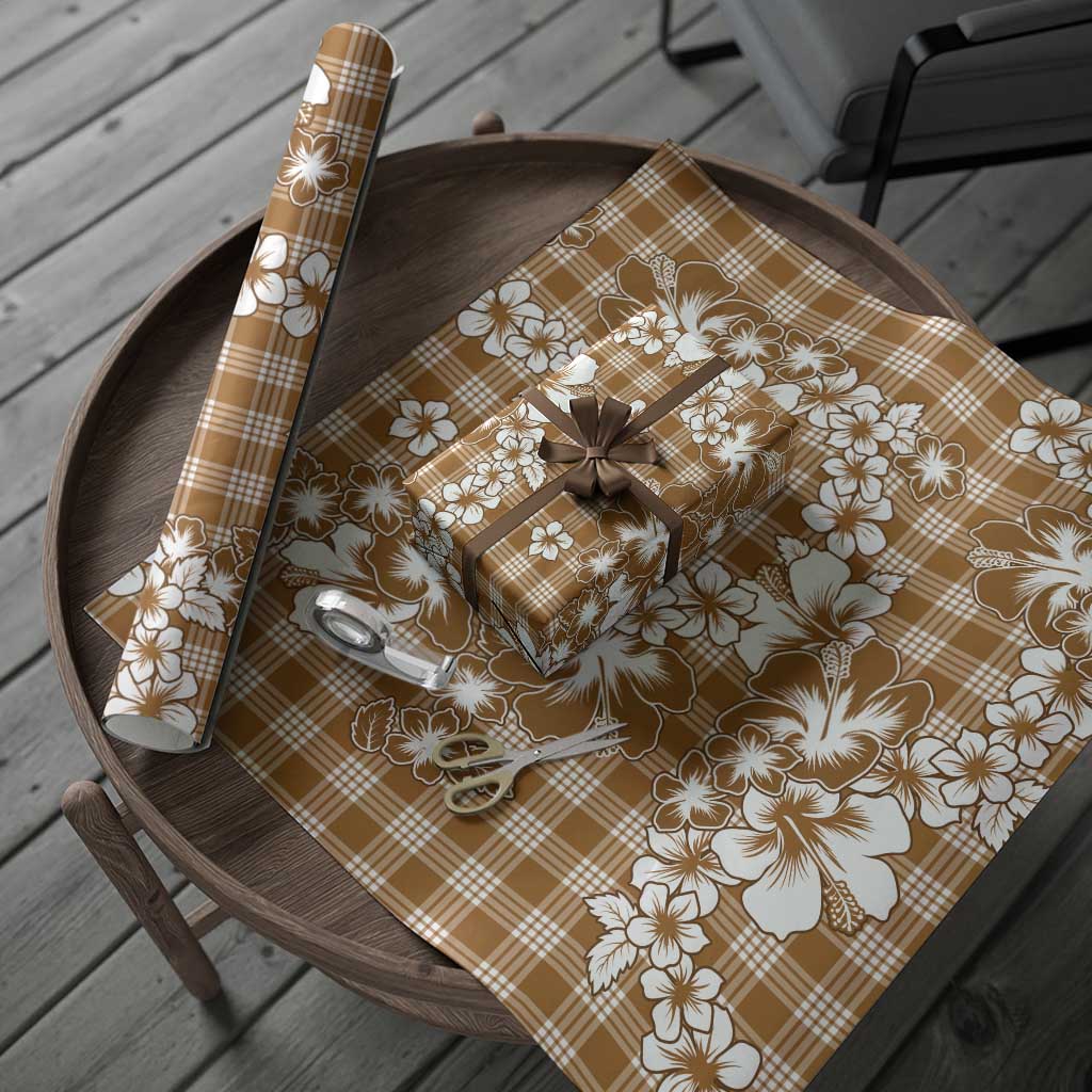 Hibiscus Pakala Bronze Brown Wrapping Paper Tropical Floral Stylized - Polynesian Pride
