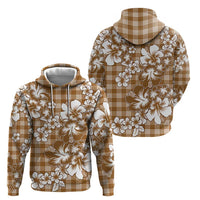 Hibiscus Pakala Bronze Brown Zip Hoodie Tropical Floral Stylized - Polynesian Pride