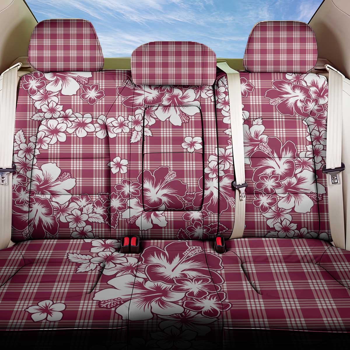 Hibiscus Pakala Royal Magenta Back Car Seat Cover Tropical Floral Stylized - Polynesian Pride