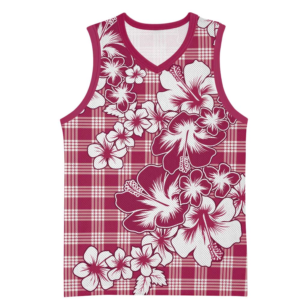 Hibiscus Pakala Royal Magenta Basketball Jersey Tropical Floral Stylized - Polynesian Pride