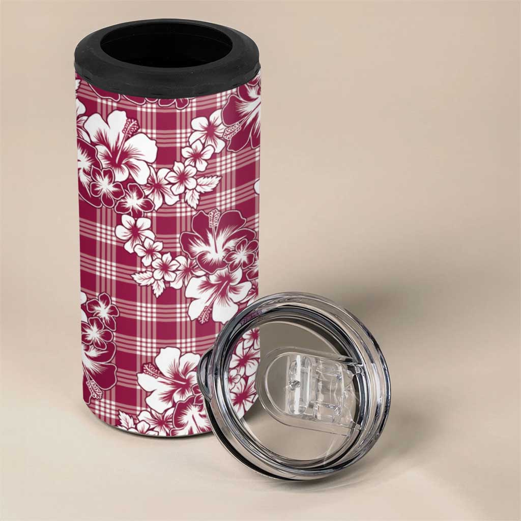 Hibiscus Pakala Royal Magenta 4 in 1 Can Cooler Tumbler Tropical Floral Stylized - Polynesian Pride