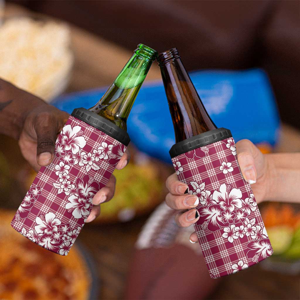 Hibiscus Pakala Royal Magenta 4 in 1 Can Cooler Tumbler Tropical Floral Stylized - Polynesian Pride